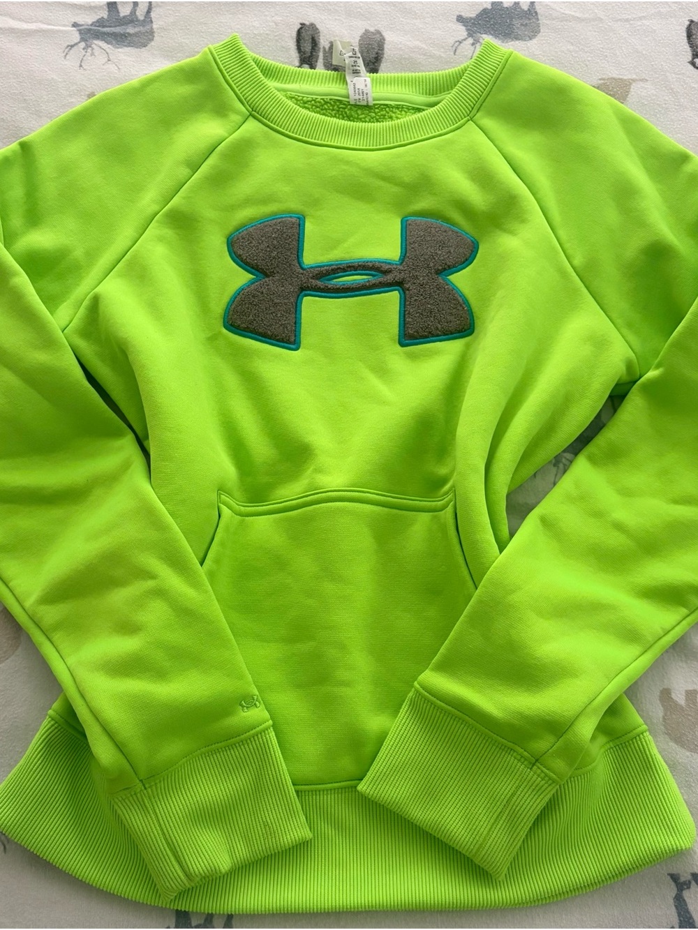Under Armour Neon Lime Pullover Sweatshirt with Logo Patch